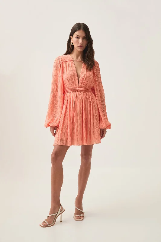 Satin mini dresses for a luxurious feel Genevieve Pleated Mini Dress