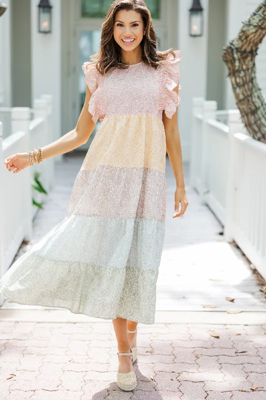 Midi dresses with pom - pom trims for a playful and festive look Problem Solved Yellow Ditsy Floral Midi Dress Midi dresses with pom - pom trims for a playful and festive look Problem Solved Yellow Ditsy Floral Midi Dress