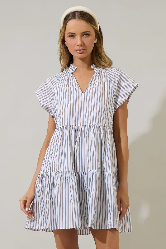 Mini dresses with tassel accents for a fun touch Parson Stripe Janelly Poplin Tiered Mini Dress Mini dresses with tassel accents for a fun touch Parson Stripe Janelly Poplin Tiered Mini Dress