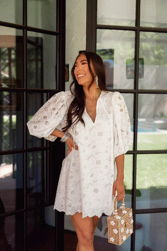 Cotton mini dresses for a comfortable everyday option Deb Lace Mini Dress - Moon Flower Cotton mini dresses for a comfortable everyday option Deb Lace Mini Dress - Moon Flower