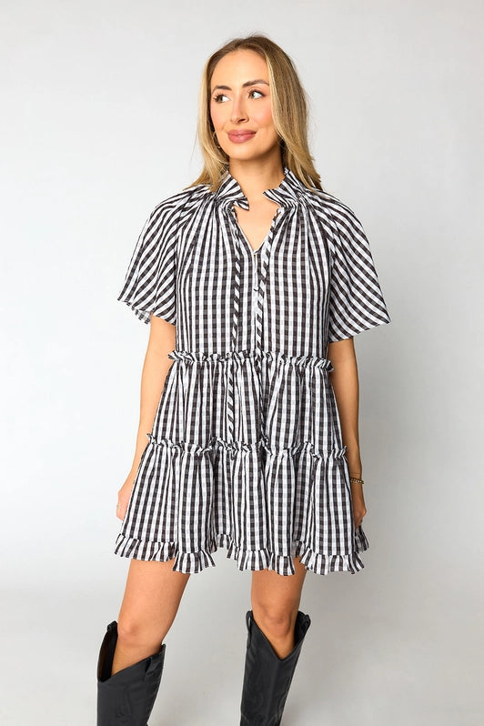 Mini dresses with mesh panels for a sexy and trendy look Lakin Swing Mini Dress - Black Check Mini dresses with mesh panels for a sexy and trendy look Lakin Swing Mini Dress - Black Check