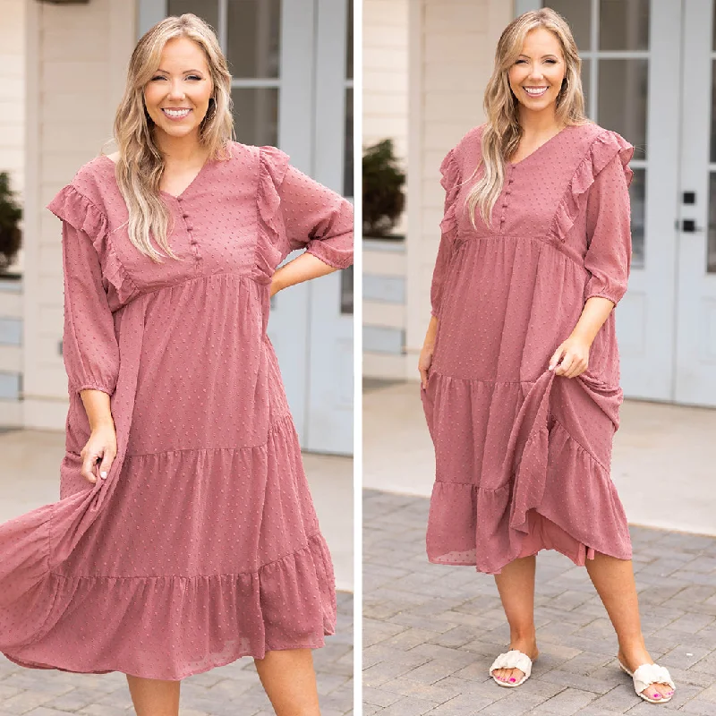 Midi dresses with button - down skirts for a unique and functional design Endless Daydreaming Dress, Pink Midi dresses with button - down skirts for a unique and functional design Endless Daydreaming Dress, Pink