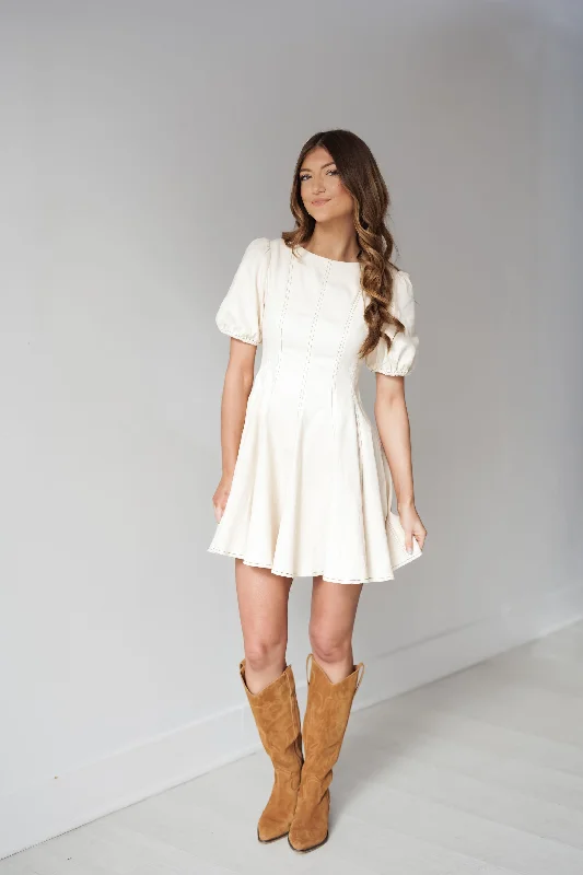 Mini dresses with high - low hems for a modern twist Rachel Mini Dress - Cream