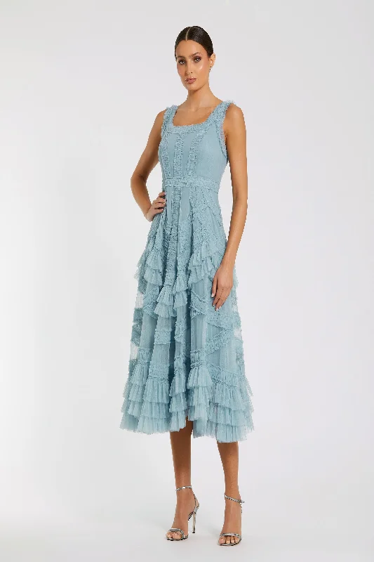 Midi dresses with abstract art prints for an artistic statement Mac Duggal 8250