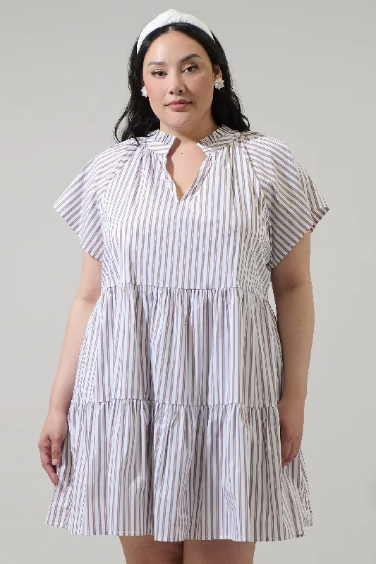 Mini dresses with off - the - shoulder styles Parson Stripe Janelly Poplin Tiered Mini Dress Curve Mini dresses with off - the - shoulder styles Parson Stripe Janelly Poplin Tiered Mini Dress Curve