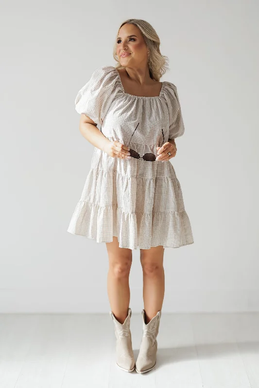Printed mini dresses for a casual day out Carolina Mini Dress - Cream/Taupe