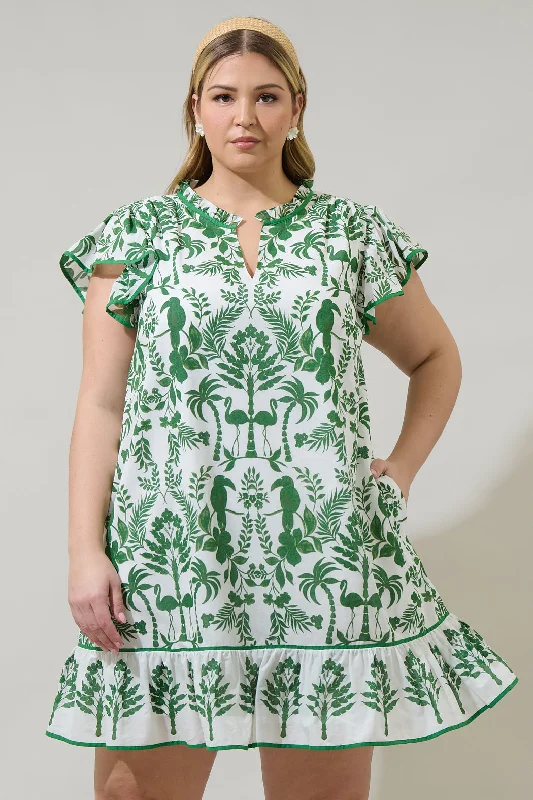 Sheer mini dresses with lace inserts Davina Floral Ebba Shift Mini Dress Curve