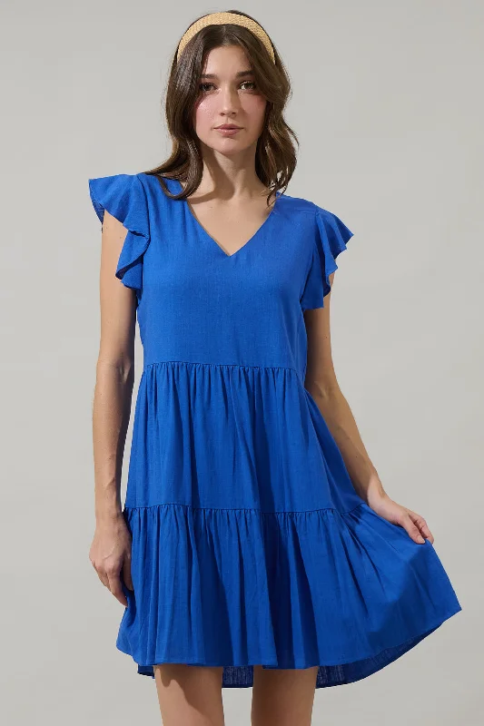 Strapless mini dresses for a beach vacation Devina Flared Tiered Mini Dress