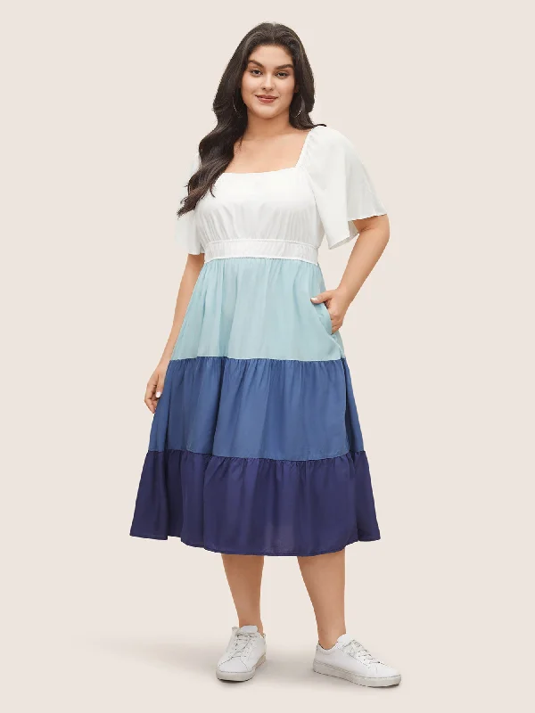 Midi dresses with ruffled sleeves for a more feminine and voluminous look Supersoft Essentials Colorblock Contrast Gathered Dress Midi dresses with ruffled sleeves for a more feminine and voluminous look Supersoft Essentials Colorblock Contrast Gathered Dress