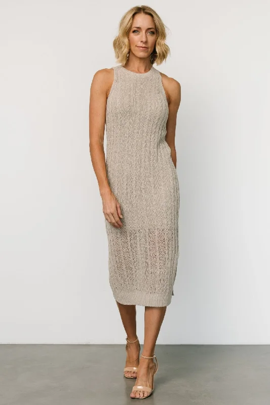 Midi dresses with empire waists for a flattering maternity option Nalani Knit Tank Dress | Stone Midi dresses with empire waists for a flattering maternity option Nalani Knit Tank Dress | Stone