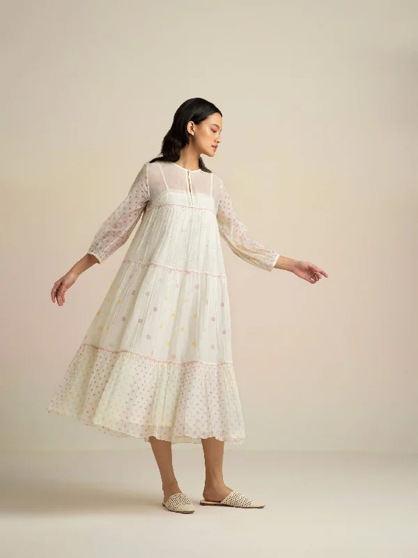 Midi dresses with ruffled hems for a romantic date night Phosphenes Tier Dress