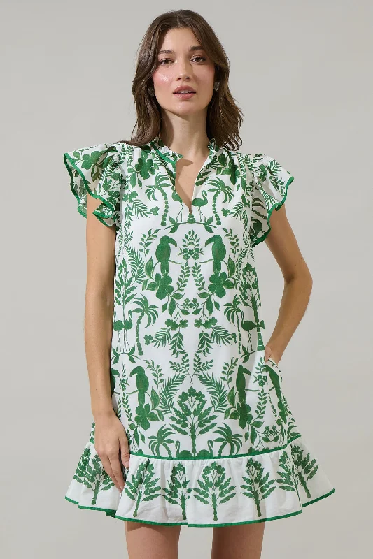 Mini dresses with keyhole necklines Davina Floral Ebba Shift Mini Dress