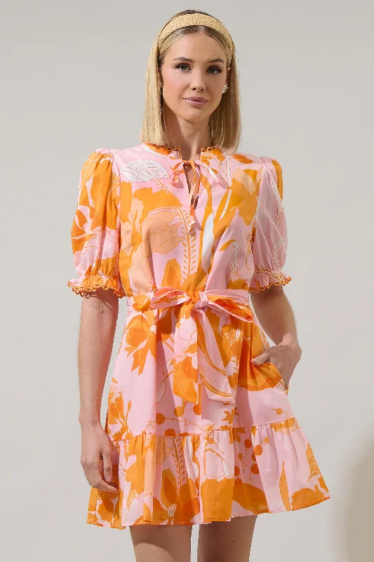 Mini dresses with spaghetti straps for a delicate look Lenira Floral Negin Split Neck Mini Dress Mini dresses with spaghetti straps for a delicate look Lenira Floral Negin Split Neck Mini Dress