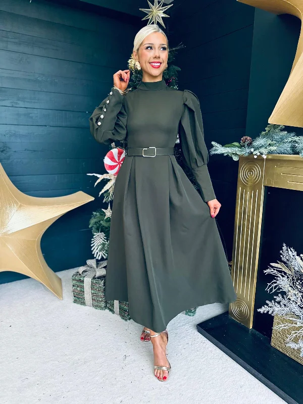 Midi dresses with mesh inserts for a trendy and breathable option Faith Detailed Occasion Midi Dress Khaki Midi dresses with mesh inserts for a trendy and breathable option Faith Detailed Occasion Midi Dress Khaki