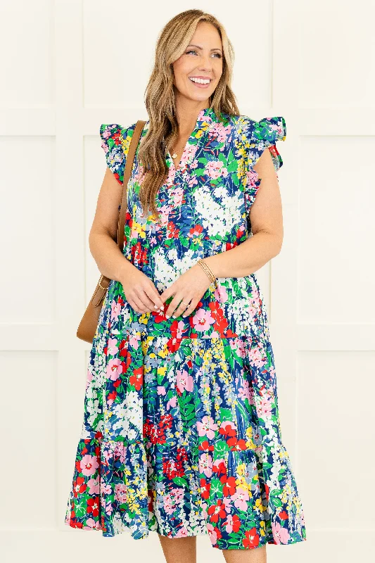 Midi dresses with pleated skirts for a timeless and elegant appeal Choose To Shine Dress, Navy Midi dresses with pleated skirts for a timeless and elegant appeal Choose To Shine Dress, Navy