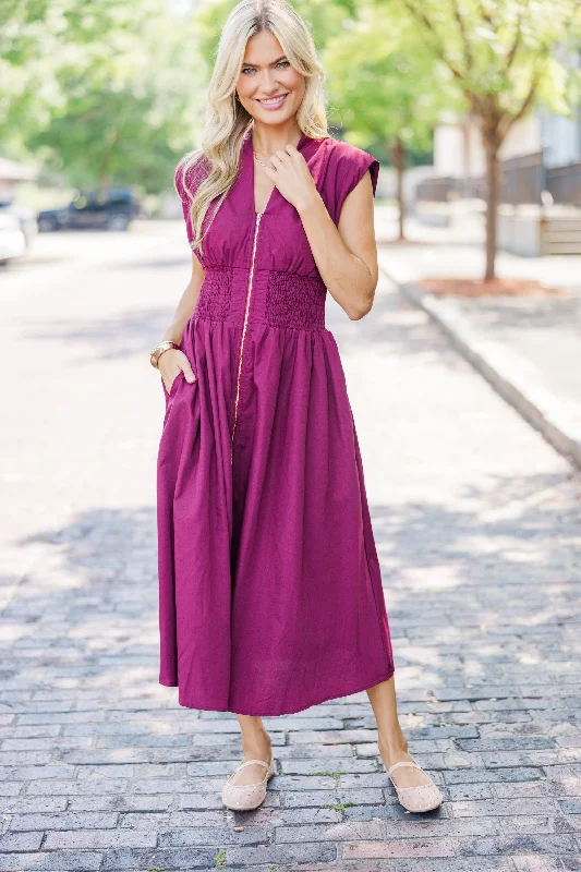 Midi dresses with wrap - around skirts for a customizable fit See You There Merlot Midi Dress Midi dresses with wrap - around skirts for a customizable fit See You There Merlot Midi Dress