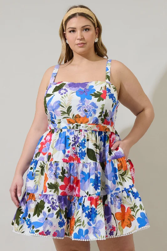 Strapless mini dresses for a beach vacation Amania Floral Nayra Tiered Poplin Mini Dress Curve Strapless mini dresses for a beach vacation Amania Floral Nayra Tiered Poplin Mini Dress Curve
