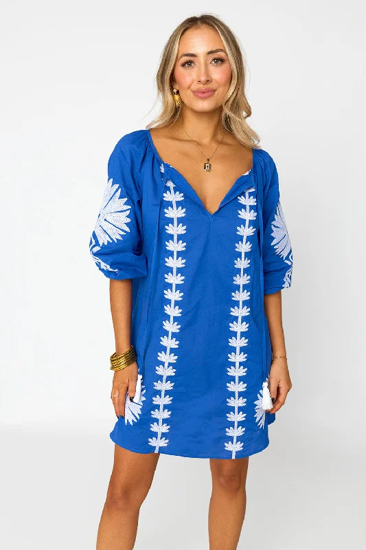 Animal print mini dresses for a bold statement Sweetie Embroidered Mini Dress - Ocean Animal print mini dresses for a bold statement Sweetie Embroidered Mini Dress - Ocean
