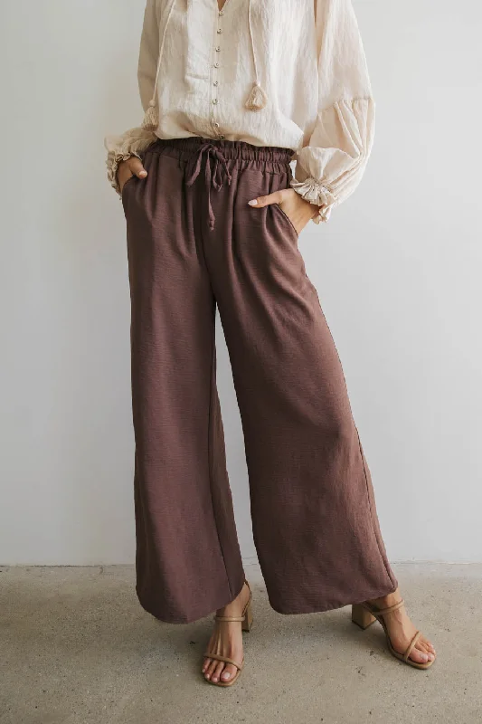 Mina Wide Leg Pants in Mocha