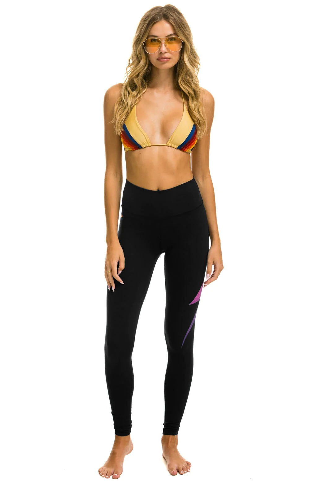 plus size friendly brand women bikini briefsAviator Nation Women's Full Length Hi Rise Bolt Leggings - Black Purple Pink plus size friendly brand women bikini briefsAviator Nation Women's Full Length Hi Rise Bolt Leggings - Black Purple Pink