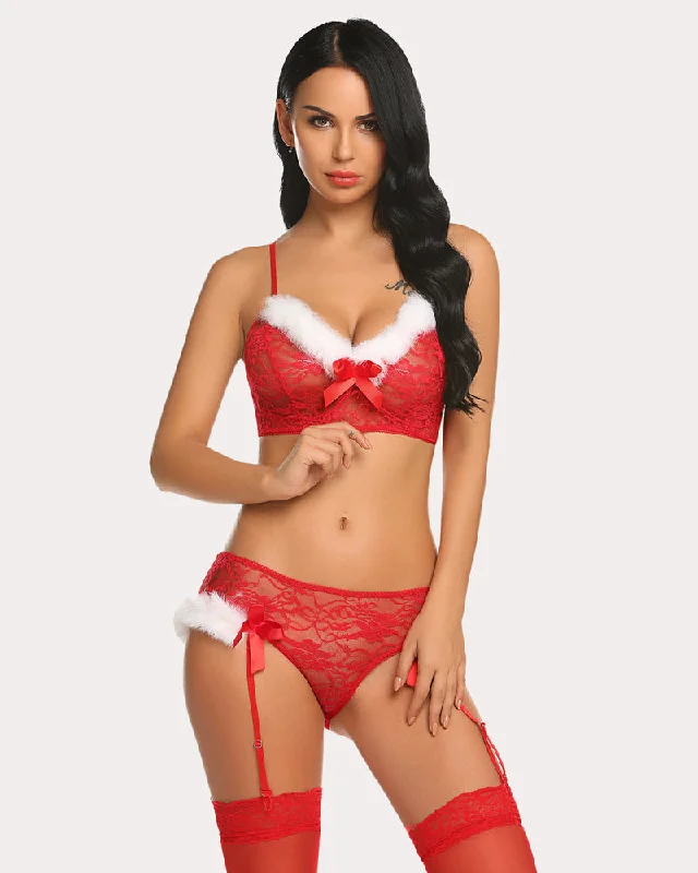 luxury brand women bra and panty sets for high - end qualitySanta Bra and Panty with Garter Belt Set luxury brand women bra and panty sets for high - end qualitySanta Bra and Panty with Garter Belt Set
