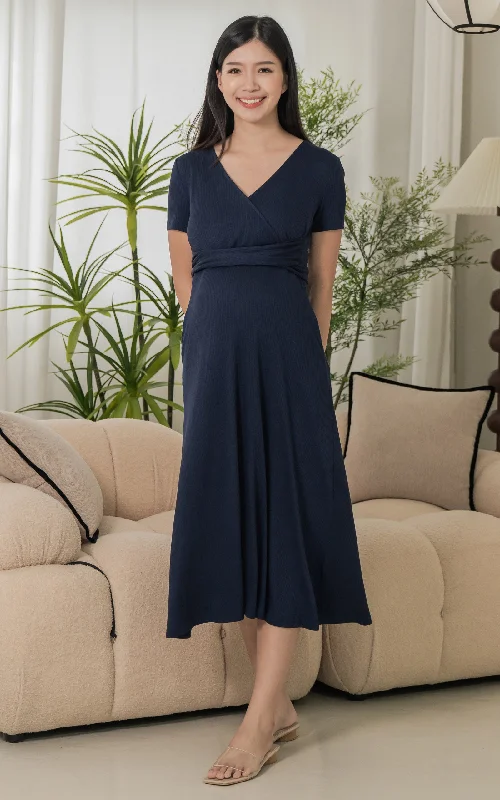 [BACKORDER] Ximena Knitted Nursing Dress in Navy