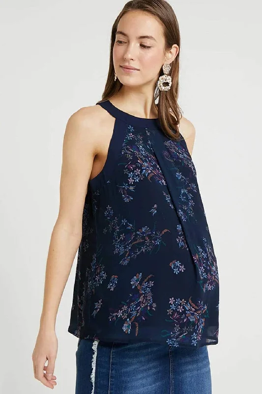 plus size front closure women nursing braCarden Halter Navy Floral Sleeveless Nursing Top plus size front closure women nursing braCarden Halter Navy Floral Sleeveless Nursing Top