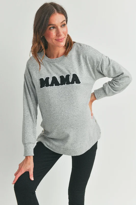 affordable women nursing braCrewneck Maternity Sweatshirt with Mama Patch