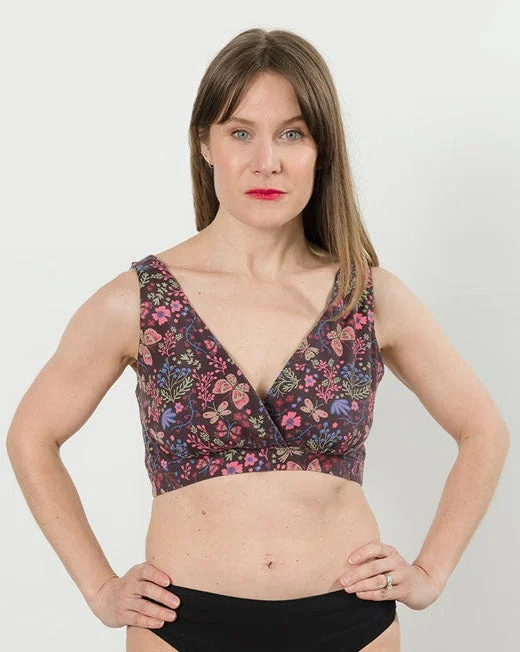 Cross-Front Pull-Over Nursing & Maternity Bralette - Flower Child