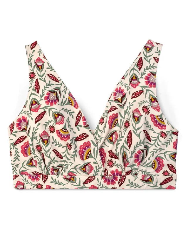 Cross-Front Pull-Over Nursing & Maternity Bralette - Folk Floral