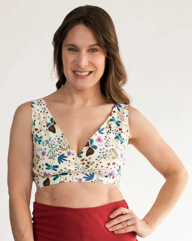 Full Coverage Cross-Front Pull-Over Nursing & Maternity Bralette - Botanical Floral