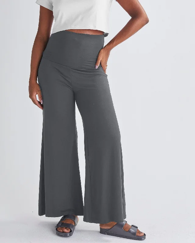 nursing bra for stay - at - home momsDebra Wide Leg Maternity Bamboo Pants in Grey