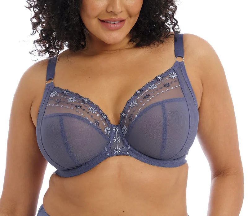 Elomi Matilda Blue Denim Daisy Unlined Plunge Bra 8900