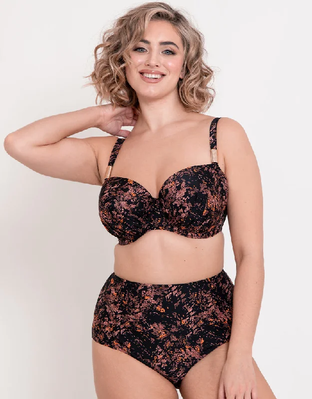 balconette style women bikini briefs for a unique lookFlirtelle Maya Bay Padded Balcony Bikini Top Black Print balconette style women bikini briefs for a unique lookFlirtelle Maya Bay Padded Balcony Bikini Top Black Print