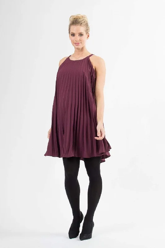 luxury brand women nursing braHalter Neck Brenna Pleats Nursing Dress Maroon
