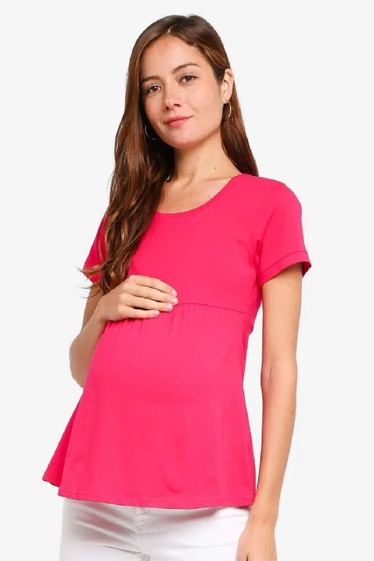 Jenny Round Neck Empire Line Red Short Sleeve Maternity Top