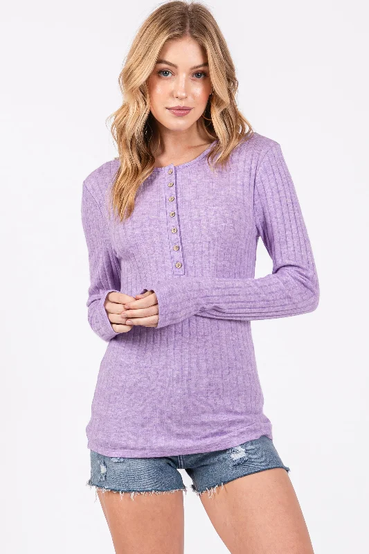 lace trim women nursing bra for a feminine touchLavender Ribbed Knit Button Long Sleeve Top lace trim women nursing bra for a feminine touchLavender Ribbed Knit Button Long Sleeve Top