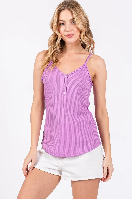 designer women nursing braLavender Ribbed Snap Button Cami