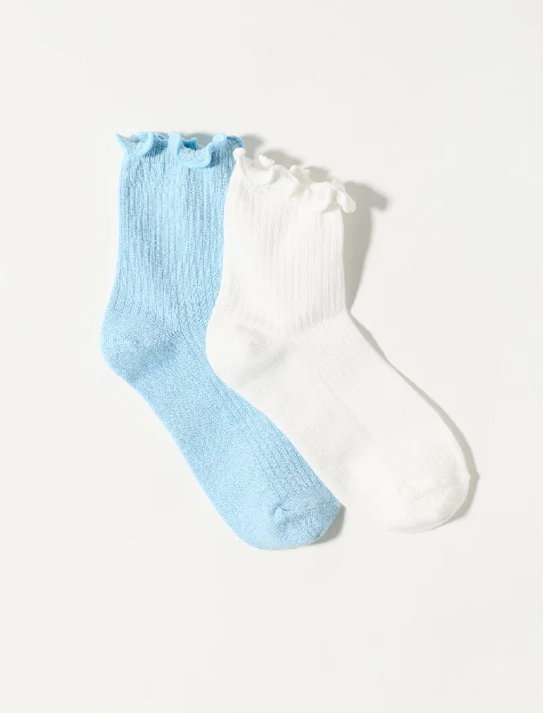 Lucky Brand Solid Ruffle Crew Sock