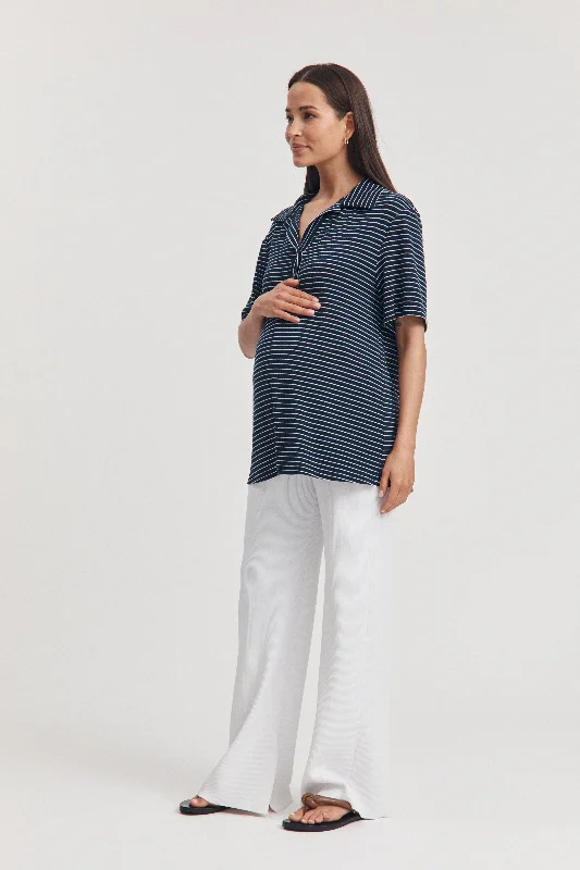 coordinating women nursing bra with maternity wearSS Collar Jersey Boyfriend Tee (Navy/White Stripe) coordinating women nursing bra with maternity wearSS Collar Jersey Boyfriend Tee (Navy/White Stripe)