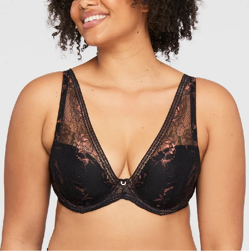 coordinating women bra and panty sets with outerwearMontelle Mystique Black & Pecan Plunge T Shirt Bra 9490 coordinating women bra and panty sets with outerwearMontelle Mystique Black & Pecan Plunge T Shirt Bra 9490