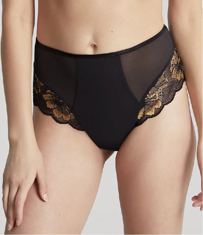maternity women bra and panty sets for expectant momsPanache Sabrina Noir and Vintage Gold High Waist Brazilian Brief Panty 10634 maternity women bra and panty sets for expectant momsPanache Sabrina Noir and Vintage Gold High Waist Brazilian Brief Panty 10634