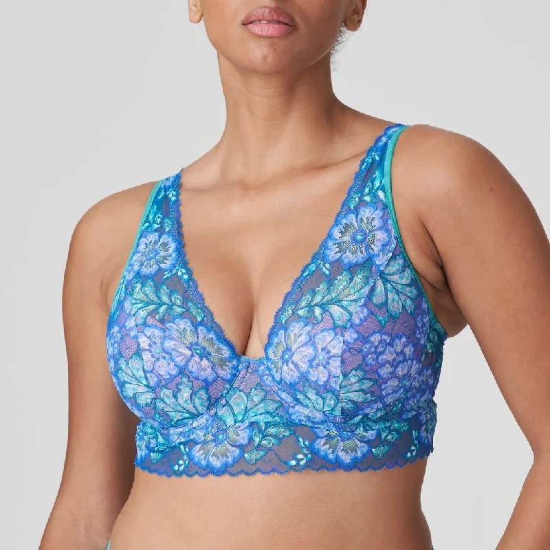 Prima Donna Twist Morro Bay Mermaid Blue Half Padded Longline Plunge Bra 0142264