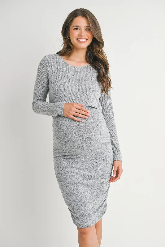 seamless women nursing bra for comfortRibbed Double Layer Long Sleeve Side Ruched Maternity Nursing Friendly Dress seamless women nursing bra for comfortRibbed Double Layer Long Sleeve Side Ruched Maternity Nursing Friendly Dress