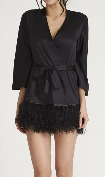 babydoll women lingerie for a flirtatious charmRya Sleepwear Swan Black Ostrich Feathered Robe 394 babydoll women lingerie for a flirtatious charmRya Sleepwear Swan Black Ostrich Feathered Robe 394