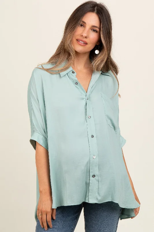 hands free convertible women nursing braSage Satin Oversized Maternity Shirt