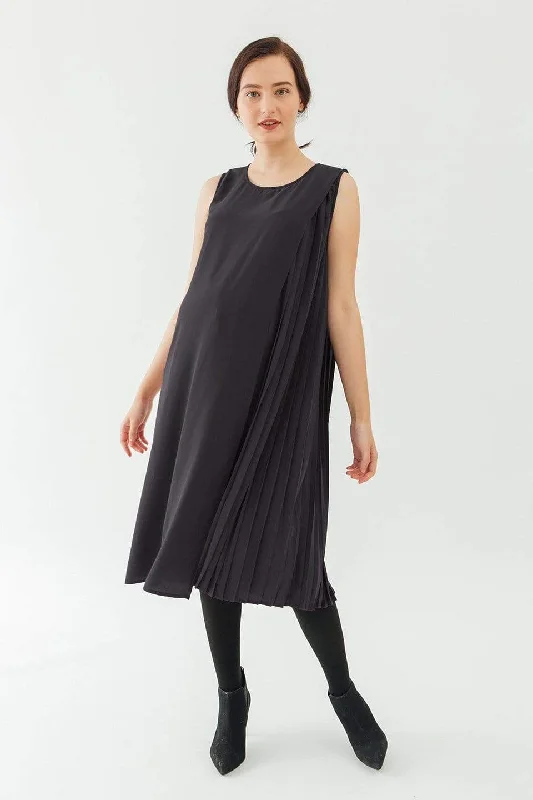 padded moisture wicking women nursing braSleeveless Brenda Side Pleats Nursing Dress Dark Grey padded moisture wicking women nursing braSleeveless Brenda Side Pleats Nursing Dress Dark Grey