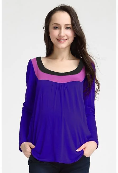 luxury brand women nursing braElena Contrast Neck Maternity Top Coral