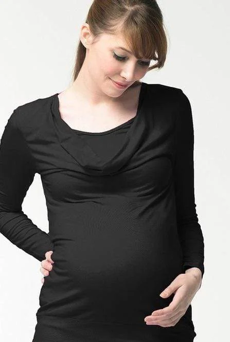 organic cotton hypoallergenic women nursing braVelma Cowl Bamboo Cotton Long Sleeve Nursing Nursing Top Black organic cotton hypoallergenic women nursing braVelma Cowl Bamboo Cotton Long Sleeve Nursing Nursing Top Black