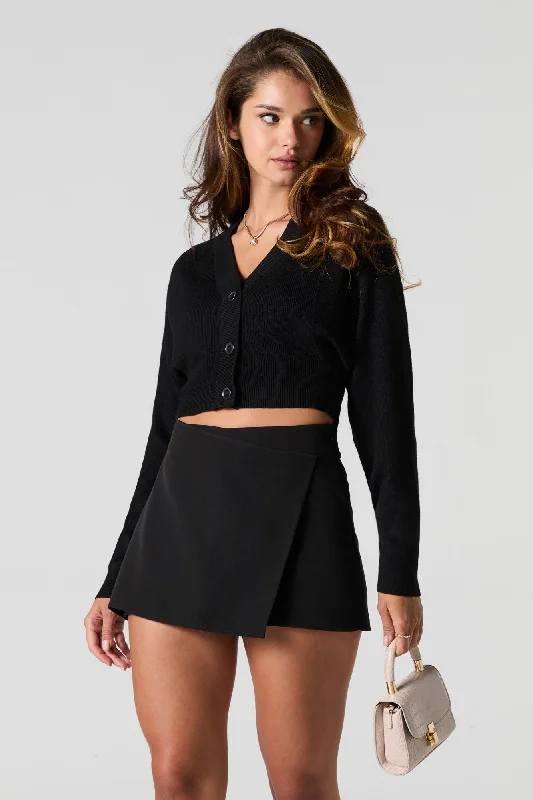 organic cotton women cardigan for an eco - friendly choiceRibbed Knit Button-Up Cropped Cardigan organic cotton women cardigan for an eco - friendly choiceRibbed Knit Button-Up Cropped Cardigan